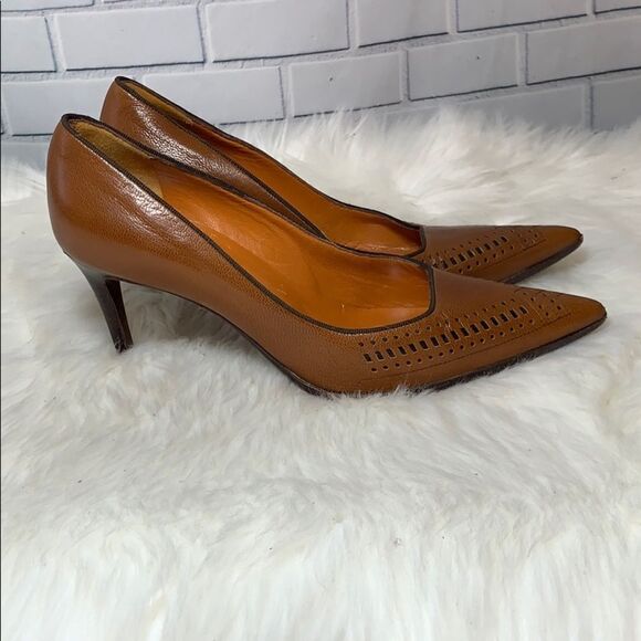 MaxMara Brown Leather Heels Size 36.5/6.5 - Picture 4 of 6